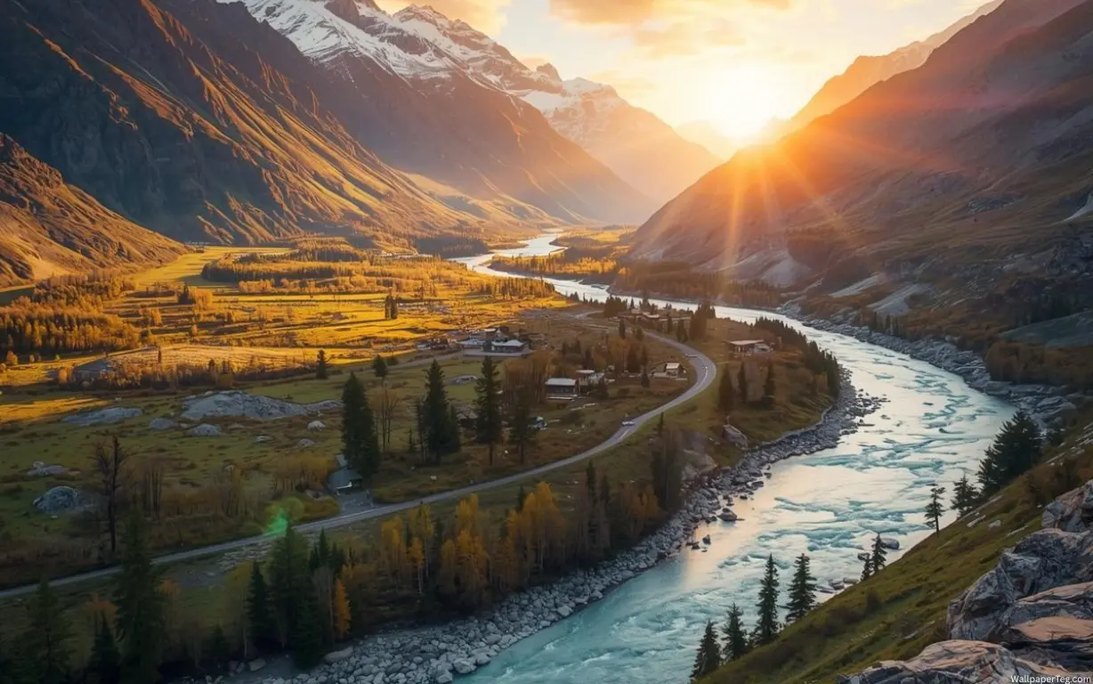 Majestic Mountain Sunrise 8K Wallpaper for Desktop & Mobile